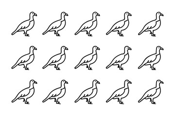 Bird Line Art: A monochrome illustration featuring multiple birds, designed with a clean line art style suitable for various design applications, offers versatility.