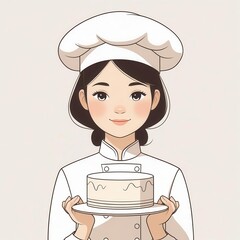 Friendly Pastry Chef Presenting a Cake
