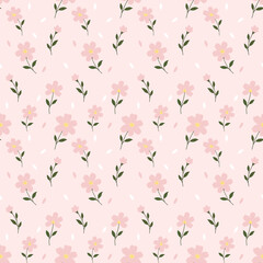 seamless pattern with pink flowers