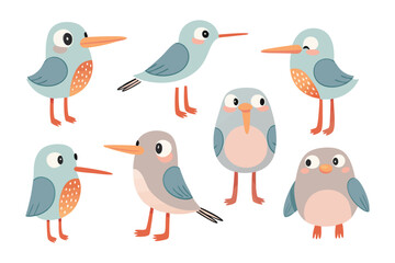 Playful Bird Avatars: A charming assortment of stylized birds, each with unique expressions and poses, ready to add a touch of whimsy to any project.