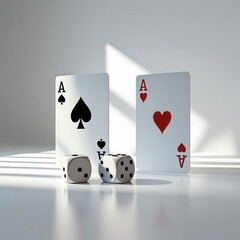 Minimalist Still Life with Aces and Dice
