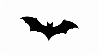 Fototapeta premium A black bat silhouette with spread wings, a classic gothic symbol for Halloween and horror themes, isolated on a white background.