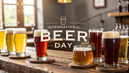 Flat lay of global beer glass collection in vibrant composition.