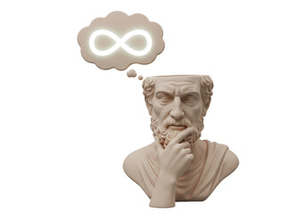 Isolated Bust of Philosopher with Infinity Symbol