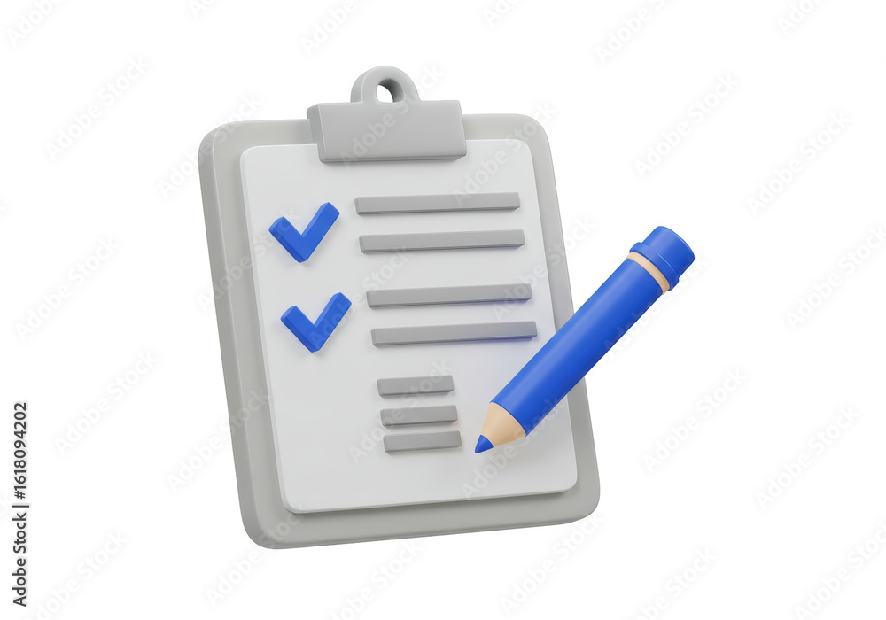 Poster isolated clipboard with checklist and pencil task management tool