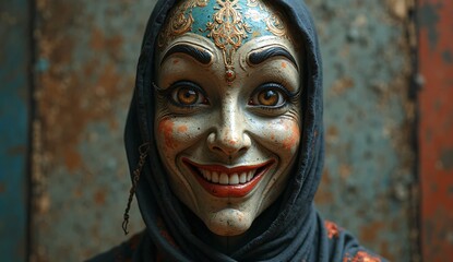 wooden mask with a mask