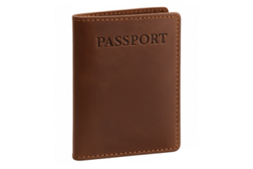 Brown leather passport holder lying isolated, symbolizing travel readiness and global exploration preparedness