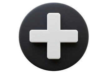 Isolated White Plus Sign in Black Circle for Positive Action