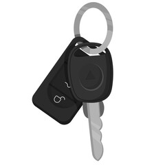 Vector cartoon image of buying and acquiring a car. Concept of transferring transport. Profitable deal. Transferring car keys. Element for your design.