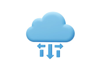 Isolated Blue Cloud with Arrows Indicating Data Flow