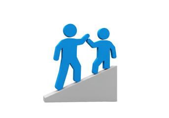 Isolated Figures Helping Each Other Climb to Success