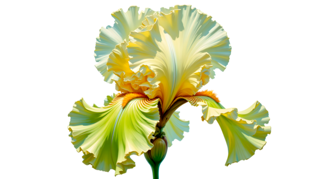  Lemon iris with green shades — impasto painting for girls
