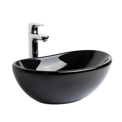 Modern Black Ceramic Vessel Sink with Sleek Reflection in Bathroom Interior Design
