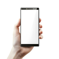 Professional Hand Holding Smartphone Isolated on White Background