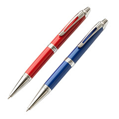 Elegant Red and Blue Pens with Silver Accents for Professional Use