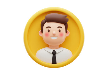 Isolated Smiling Man Avatar in Yellow Circle