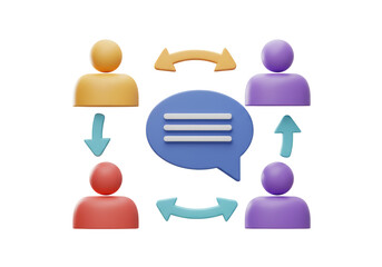 Isolated Communication Exchange Diagram, Arrows and Speech Bubble