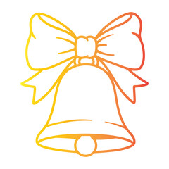 Festive Bell with Ribbon Outline in Warm Gradient A Classic Holiday Icon Illustration