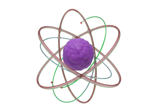 Isolated Atomic Model with Purple Nucleus