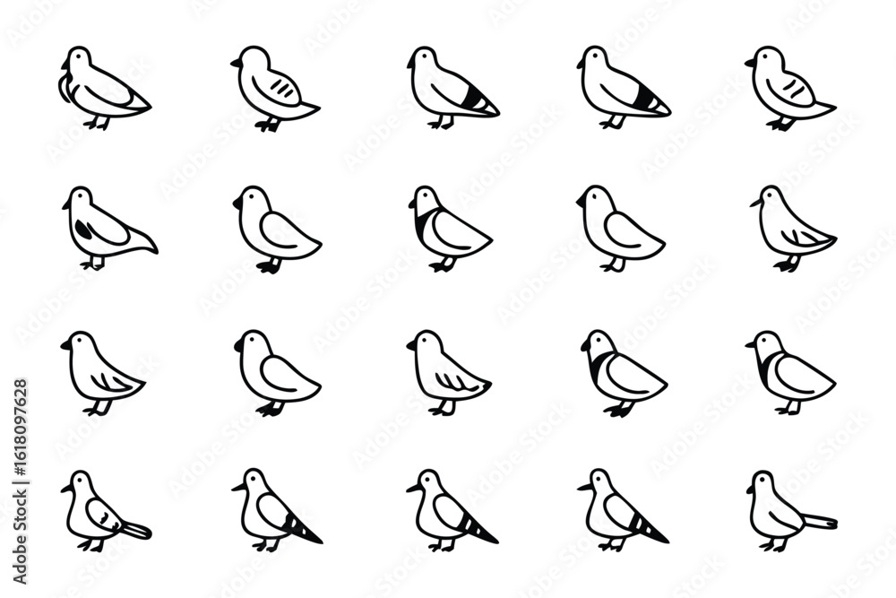 Poster bird in the crowd:a captivating assortment of twenty illustrations capturing the endearing essence o