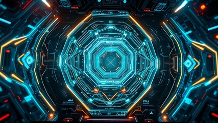 Futuristic Neon Circuitry Abstract Geometric Design image