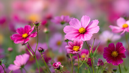 Fototapeta premium pink cosmos flowers in the garden