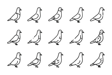 Line Art Doves: A clean, minimalist illustration depicts a flock of doves, each in a unique pose, conveying serenity and purity.