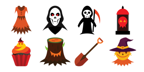 Collection colored halloween  set  vector cartoon illustration  bundle