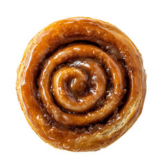 Fototapeta premium Top View of a Glazed Cinnamon Roll with Swirled Layers