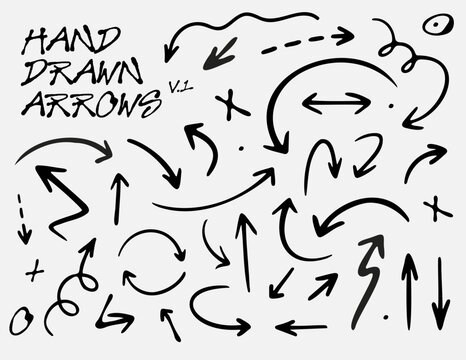 Hand Drawn Arrows, Pointing arrows, illustrated