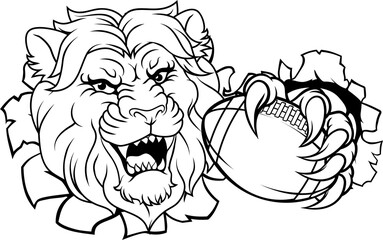 Lion American Football Sports Team Animal Mascot