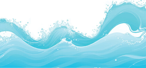  Minimalist Ocean Wave Line Vector with Light Blue and Aqua Curves – Elegant Sea Illustration for Modern Web, Branding and Packaging
