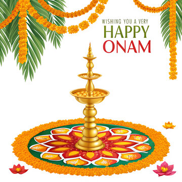 Onam Celebration Decor &mdash;  Pookalam & Festive Florals