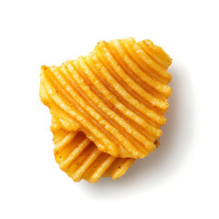 Ridged Potato Chip Isolated on White Background