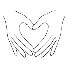 Minimal line art hands forming a heart