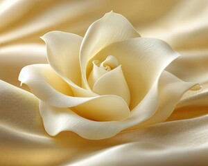Exquisite cream rose on a flowing cream fabric