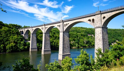 Fototapeta premium Stone arch bridge over a river