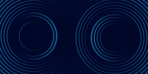 Abstract blue glowing geometric lines on dark blue background. Modern shiny blue circle lines pattern. Futuristic technology concept. Suit for cover, poster,