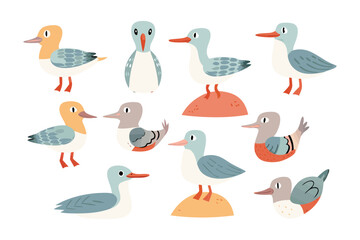 Whimsical waterfowl: A cheerful composition features a collection of uniquely designed, playful waterfowl. Their distinct expressions and patterns offer a delightful visual experience.
