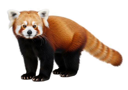 Red panda standing against a black background.
