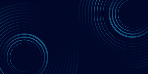 Abstract blue glowing geometric lines on dark blue background. Modern shiny blue circle lines pattern. Futuristic technology concept. Suit for cover, poster,