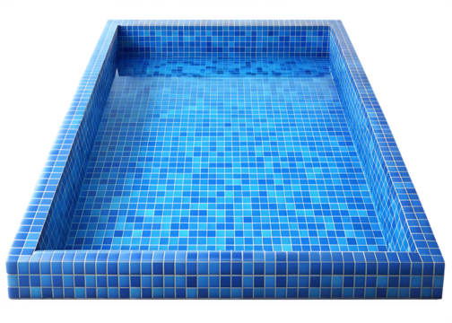 blue water swimming pool with blue tiles isolated on white background PNG.AI Generated.