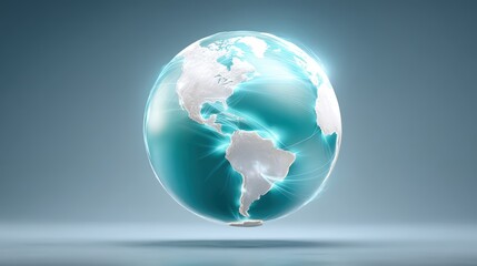 Trade negotiation, free trade agreement, A glowing representation of Earth, showcasing continents with a blue and white color scheme, emphasizing connectivity and global reach.