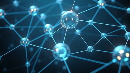 Glowing blue molecular network structure abstract background