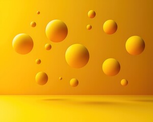 Floating spheres in a bright yellow space