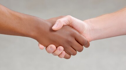 Trade negotiation, free trade agreement, A close-up of two hands shaking, symbolizing agreement, friendship, and unity between diverse individuals.
