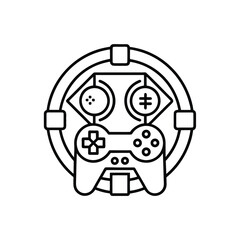 Game style outline vector icon isolated on white background