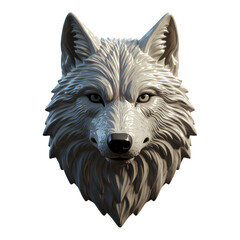 White Wolf Head with Transparent Background, 3D Realism Graphic for Digital Media