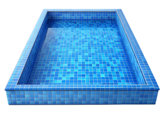 blue water swimming pool with blue tiles isolated on white background PNG.AI Generated.