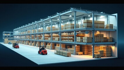 Diagrama de almac&eacute;n frigor&iacute;fico. Sistema de refrigeraci&oacute;n industrial, log&iacute;stica alimentaria, dise&ntilde;o de la cadena de suministro, tecnolog&iacute;a de control de temperatura